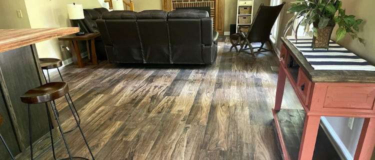 Pergo Extreme Preferred Wider Longer fully installed in a residential living room